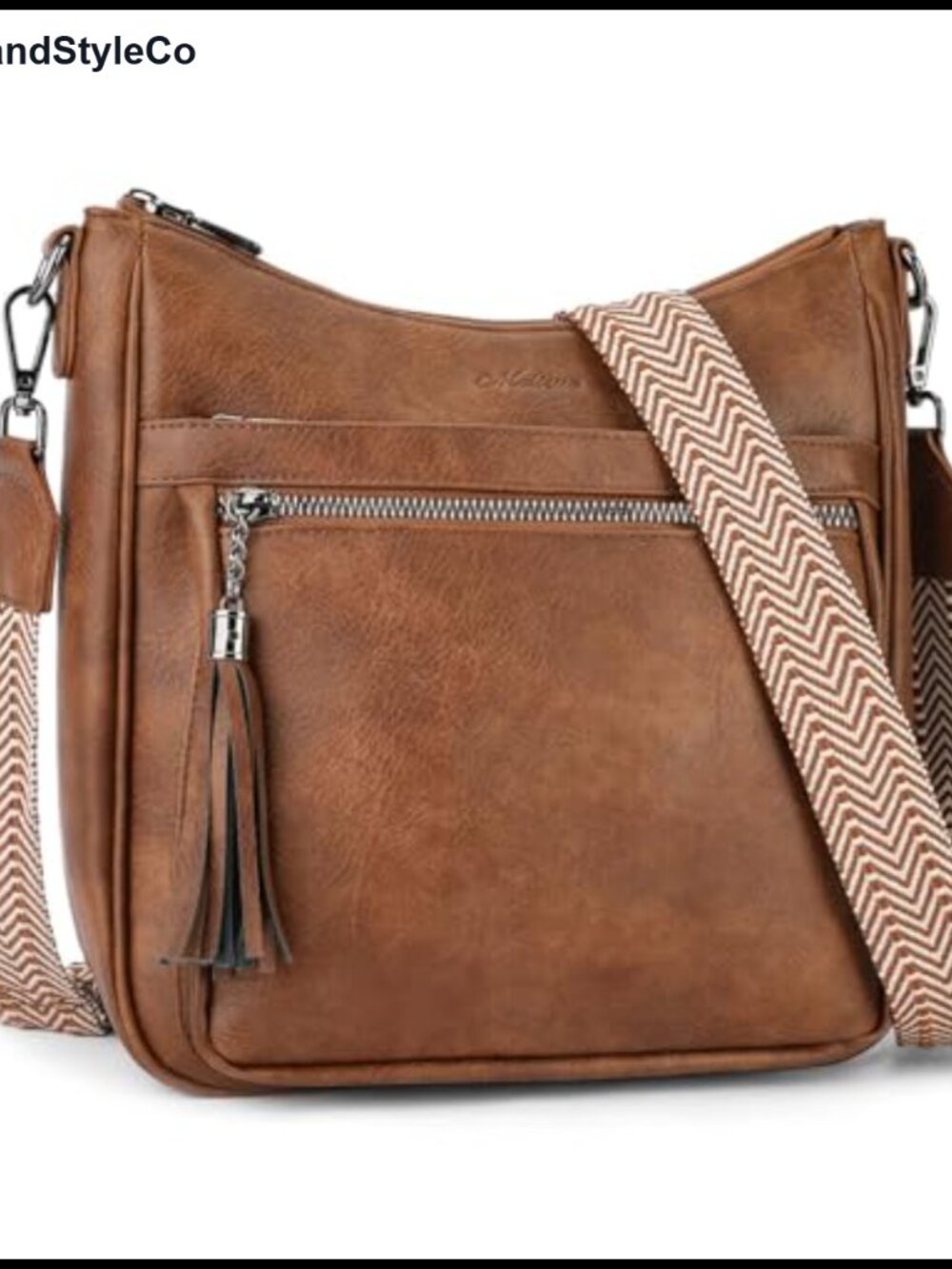 Vegan Leather Crossbody Bag Medium Tassel Adjustable Strap Lightweight